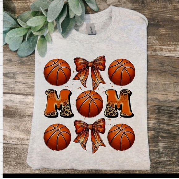 Basketball mom shirt sport mama cute ball and bows - Picture 1 of 1